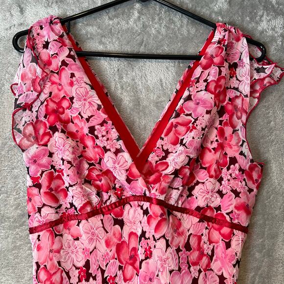 Vintage Y2K Pink Floral Ruffle Hem Dress Cottagecore Coquette Small Deadstock - Picture 5 of 10